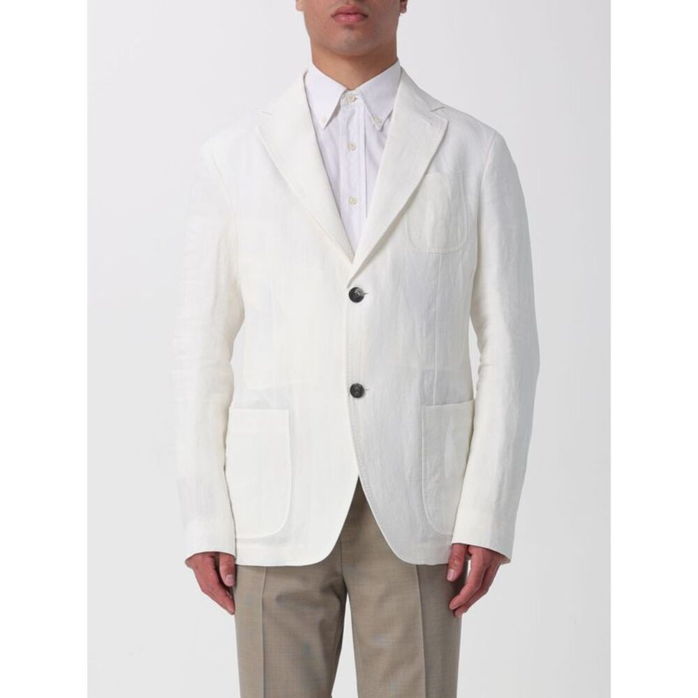 Emporio Armani Men Single-Breasted Linen Blazer Emporio Armani